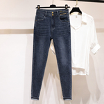 跨境大码小脚裤女牛仔裤胖MM裤显瘦弹力200斤裤特大码库存款混批