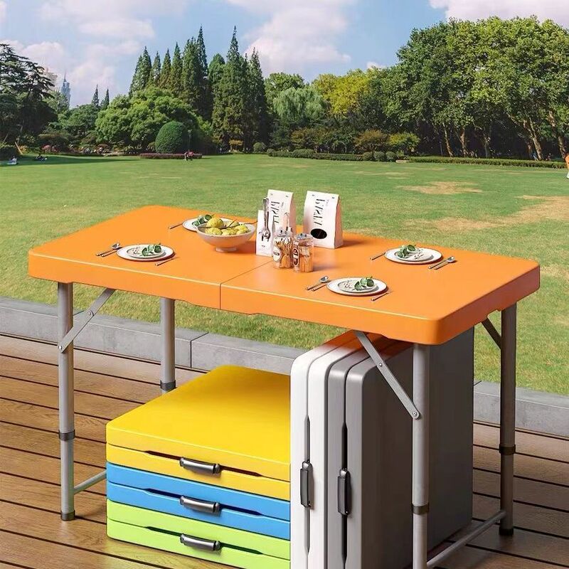 Folding Table with Height Outdoor Picnic Simple Plastic Household Simple Portable Study Table Modern Storage Table and Chair