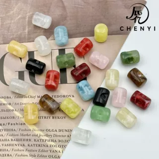 旗袍开衫扣子圆柱手缝暗眼衬衣扣 仿玉石不规则花纹树脂衬衫 纽扣