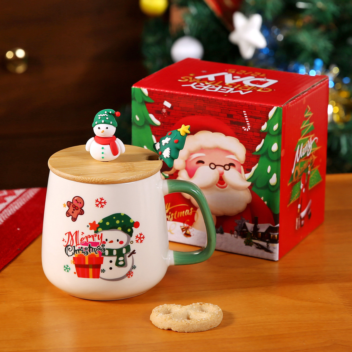 Taza de Navidad transfronteriza temperatura constante taza cálida de 55 grados Taza de cerámica con logotipo impreso Regalo de recuerdo de Santa