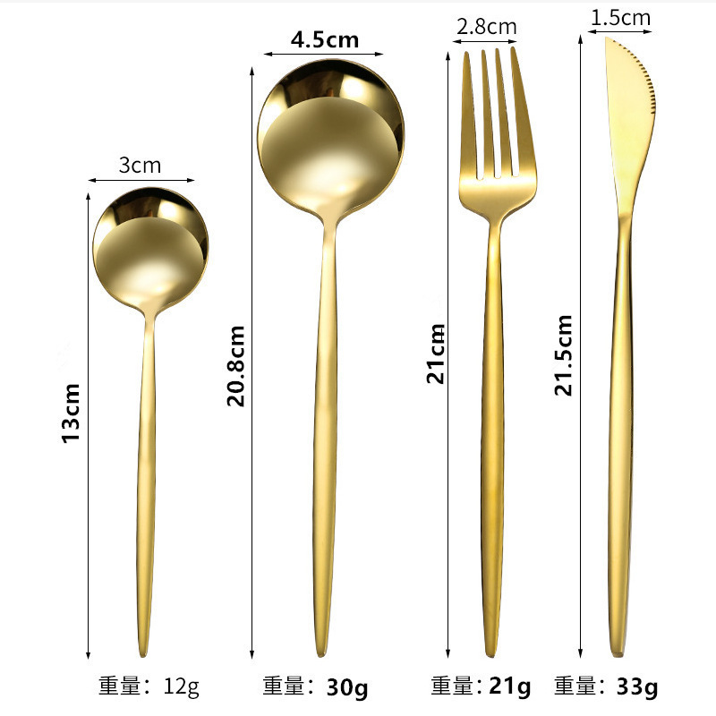 高級410ステンレス鋼のナイフ、フォーク、箸セット、ヨーロピアンスタイルの洋食食器、家庭用ステーキナイフ、フォーク、スプーン、ゴールデンコーヒースプーン|undefined