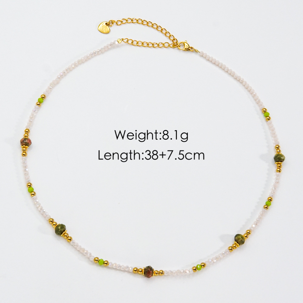 Geometric Pattern Women'S Gender Elegant Lady Geometric Stainless Steel Natural Stone Necklace