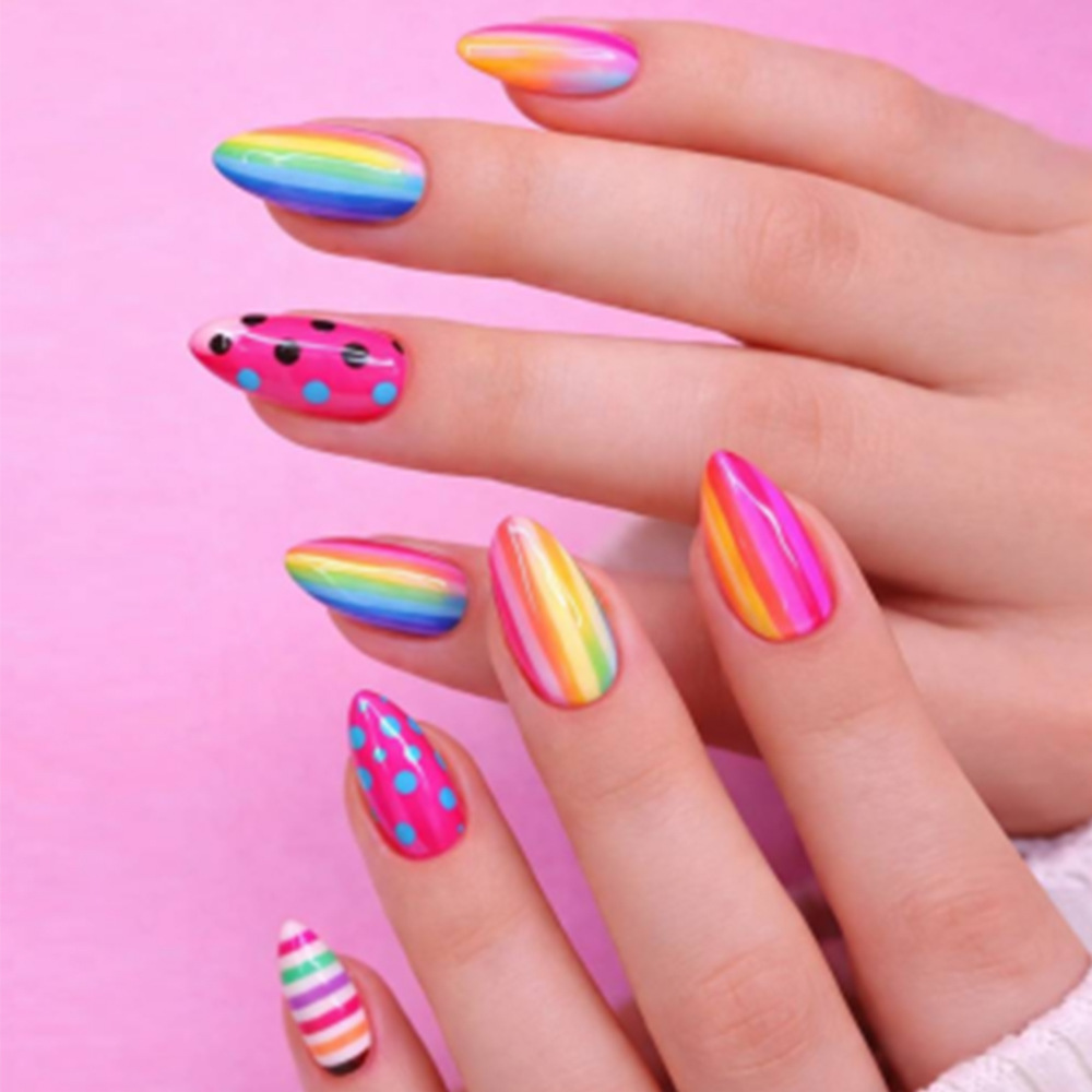 Uñas postizas transfronterizas cortas, medianas y largas, parches de uñas de comercio exterior
