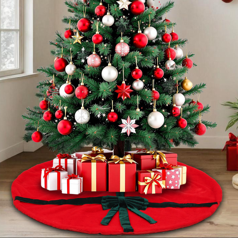 Amazonの新しいリボン付きぬいぐるみクリスマスツリースカート、クリスマスツリーの底の装飾、クリスマスの家庭的な雰囲気の装飾|undefined