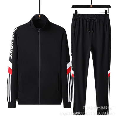 2021 new pattern Sweater man suit Athletic Wear Trend leisure time Spring Stand collar M-6XL Two-piece jacket