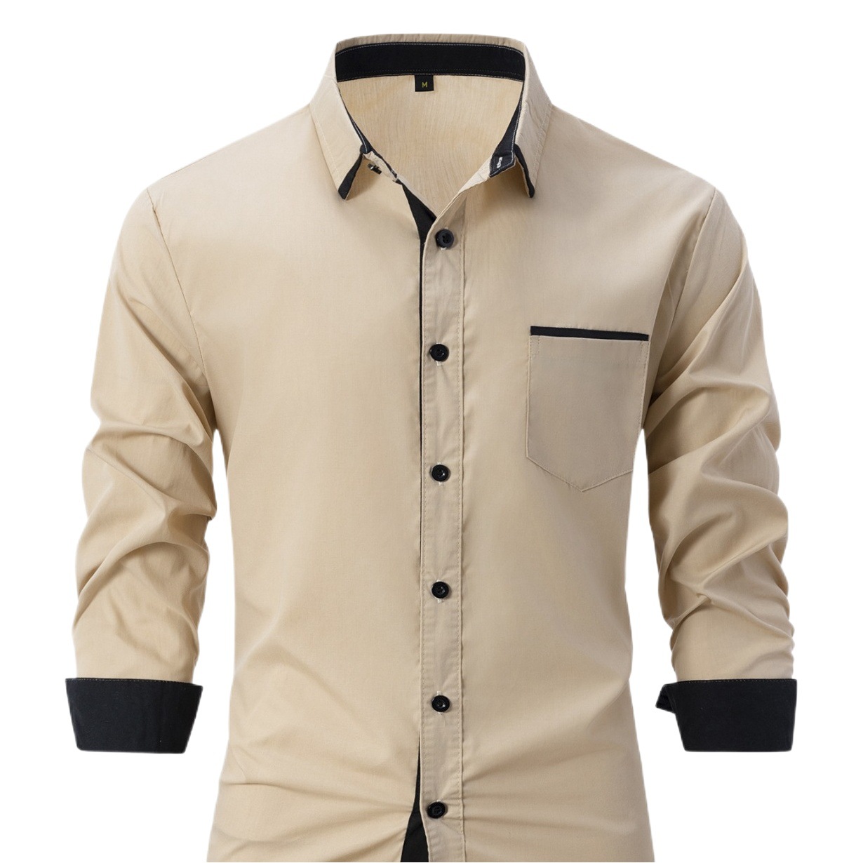 2024 transfronteriza nueva moda de los hombres de primavera y otoño de algodón de los hombres de color a juego de negocios camisa casual delgada camisa de manga larga