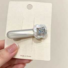 韩系彩钻KT猫发夹 珠光边夹少女侧边刘海夹网红卡通发饰
