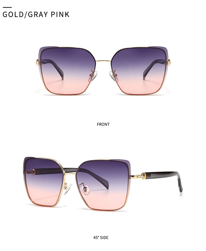 European and American Modern Retro Sunglasses High-end Women's INS Sunglasses All-match Fashionable Metal Sunglasses 5G21_voghion.com