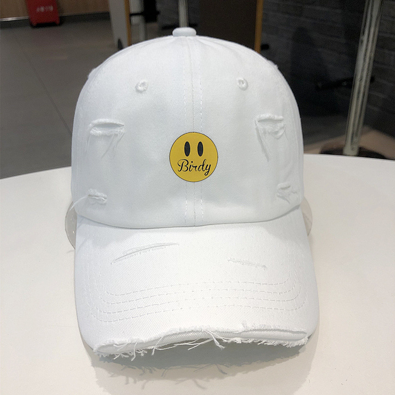 Sombreros de moda sonriente sombrero de béisbol letras estampadas en caliente agujeros primavera y verano sombrero de béisbol callejera de moda con sombrero de sombra