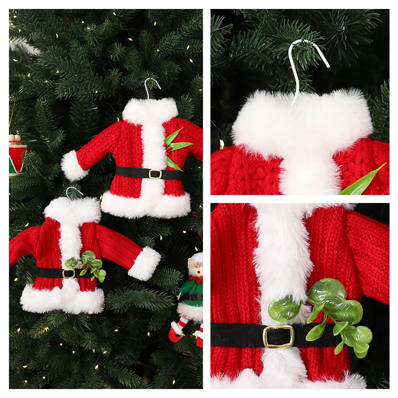 Handmade Knit Santa Claus Ornament – Striped Red & White Christmas Tree Decor, Festive Hanging Decoration For Holiday Home, Mantel & Gifts_voghion.com