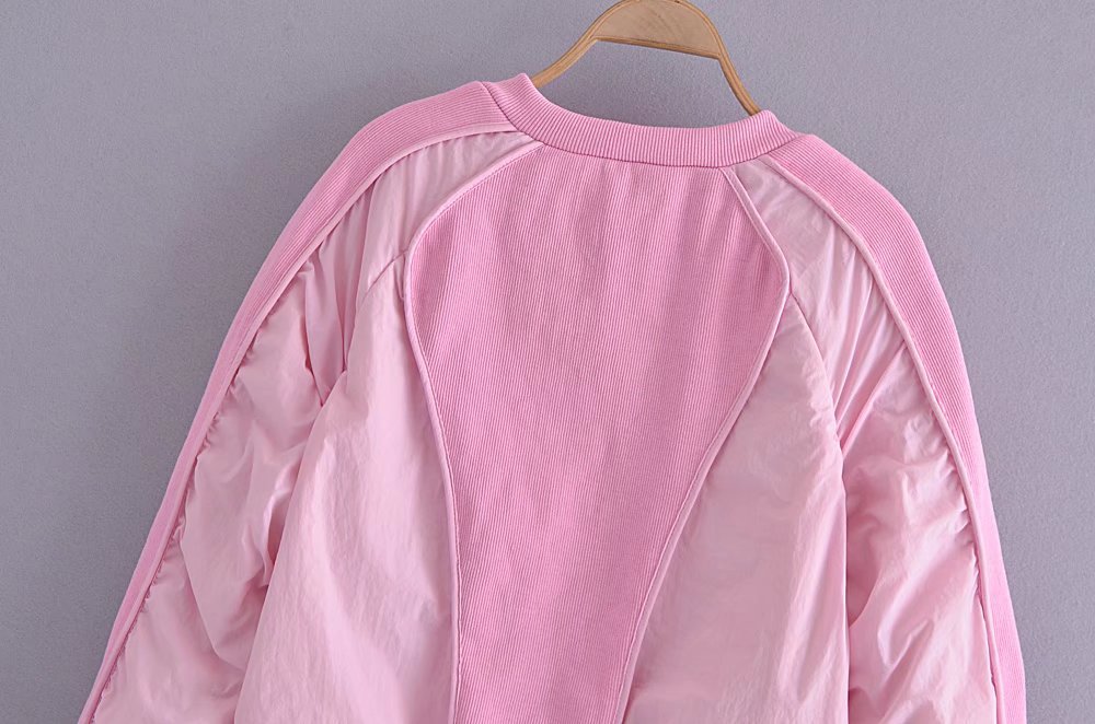 pink bomber bread jacket with zipper nihaostyles wholesale clothing NSAM82962