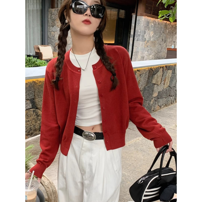 Red autumn thin cardigan