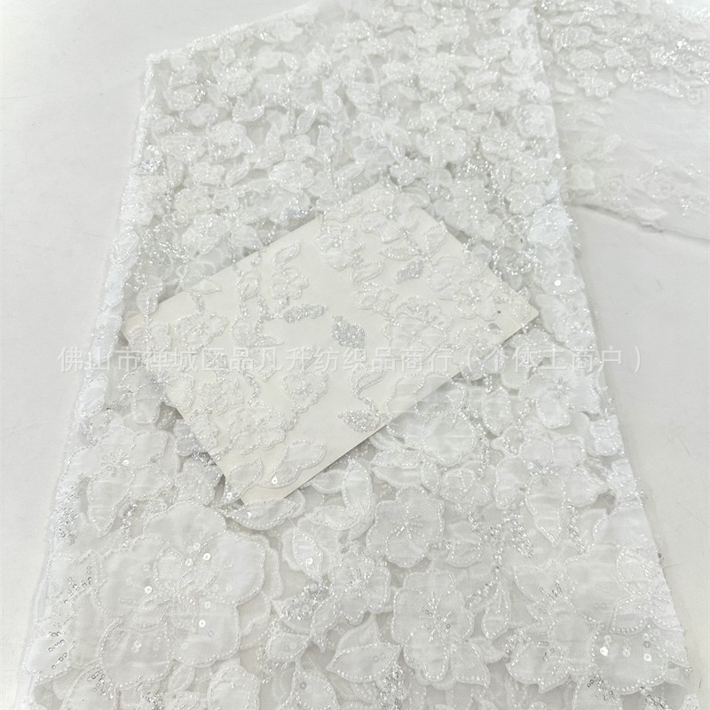 Nueva industria pesada en caliente Gaoding flor calcomanías sequinilla tela bordada vestido de boda moda fiesta tela de cena