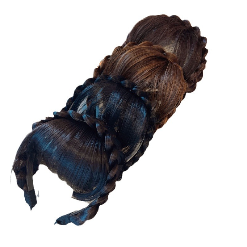 Wig bangs one fish bone braid hair clip hair band 2023 Internet celebrity new high Skull top twist braid headband female