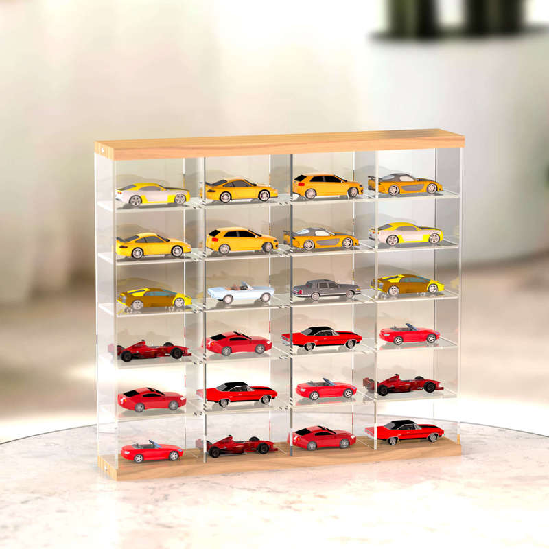 Domeka Display Box Acrylic 1:64 Hot Wheels Storage Box 1:32 Car Model Storage Display Shelf
