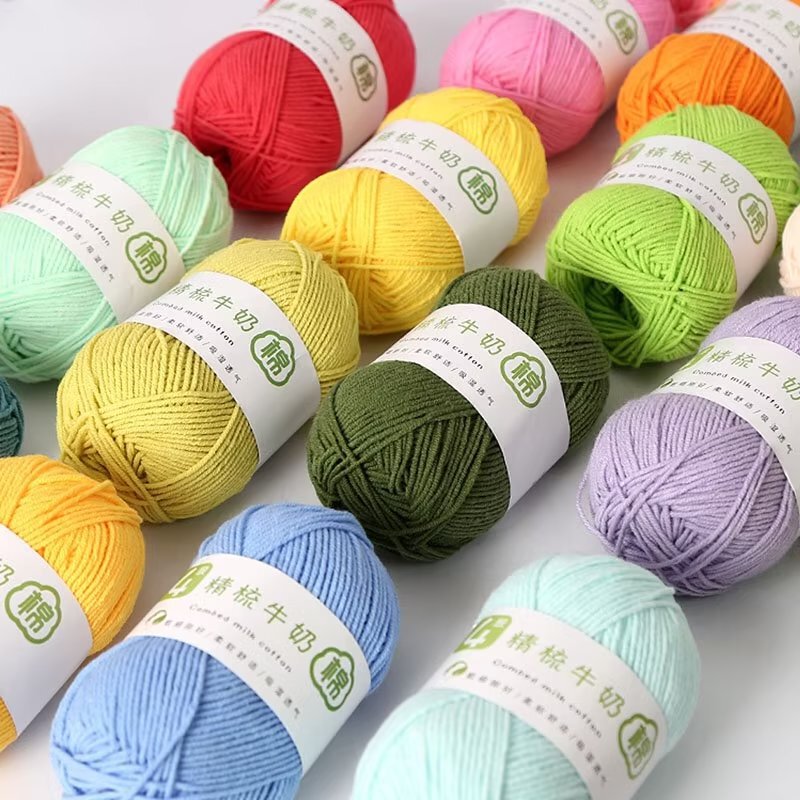 Doll wool combed four-strand milk cotton wool wool group handmade diy crocheted shoes bouquet doll thread does not ball Doll wool combed four-strand milk cotton wool wool group handmade diy crocheted shoes bouquet doll thread does not ball