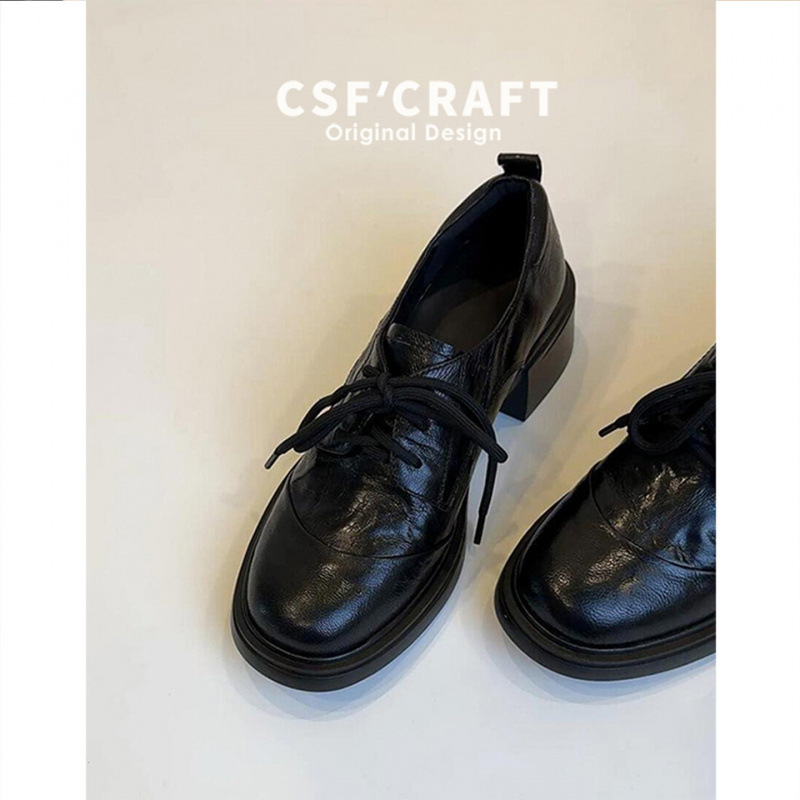 Retro British Style Chunky Loafers For Women With Round Toe_voghion.com