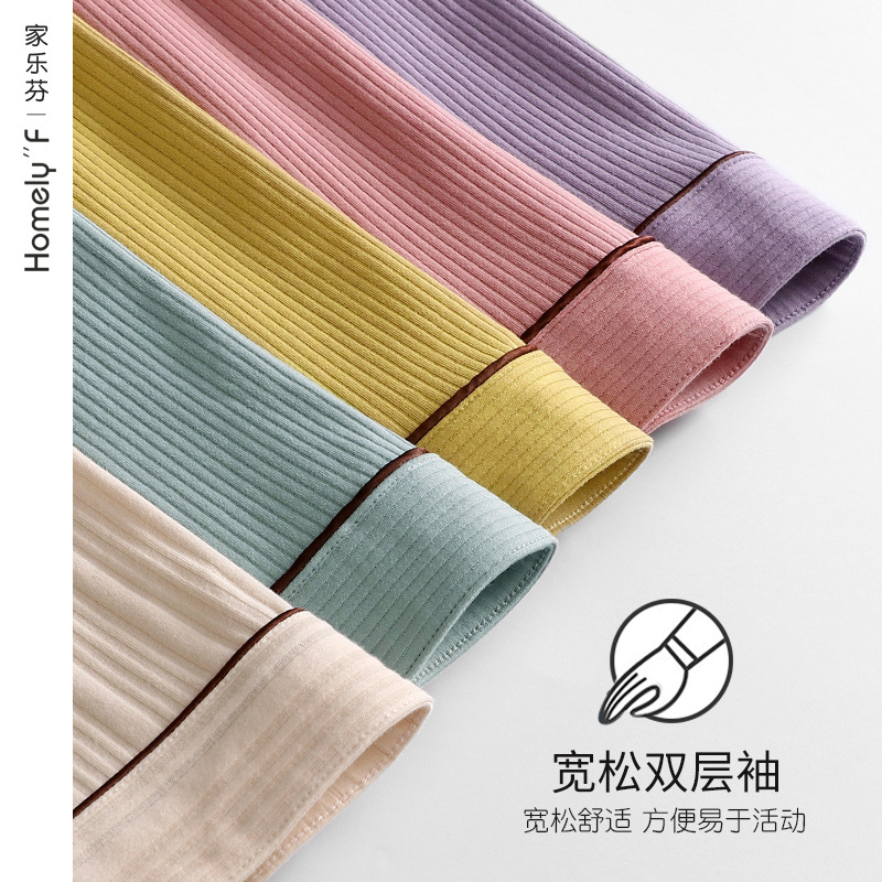 Pijamas de mujer de primavera y otoño ropa de otoño 100% algodón de manga larga ropa para el hogar blanco lindo traje dulce