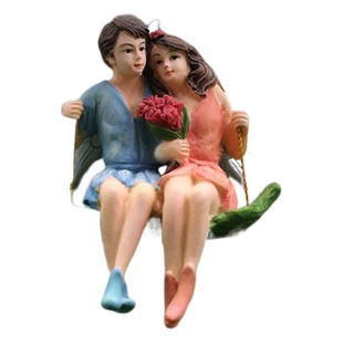 Cross-border micro landscape couple flower fairy garden pendant foreign trade resin crafts Angel creative scene decorations