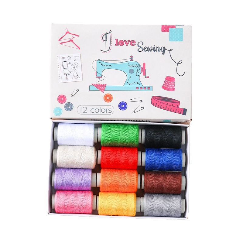 Caja de aguja, aguja doméstica, línea de costura, línea de costura manual, rollo de 402 hilo de máquina de coser, paquete multicolor, hilo de costura de alta calidad