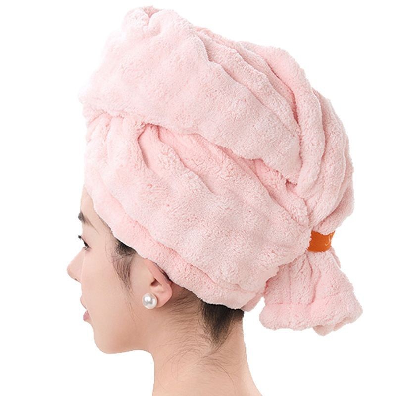 ヘアドライタオル、超吸水性、厚みのあるコーラルベルベットターバン、入浴用シャワーキャップ、女性用抜け毛しにくい家庭用タオル|undefined