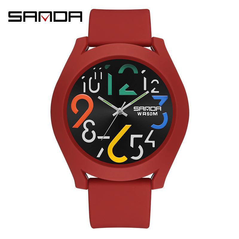Sanda 9021 reloj electrónico de silicona desmontable anillo exterior de las mujeres de moda digital simple reloj deportivo