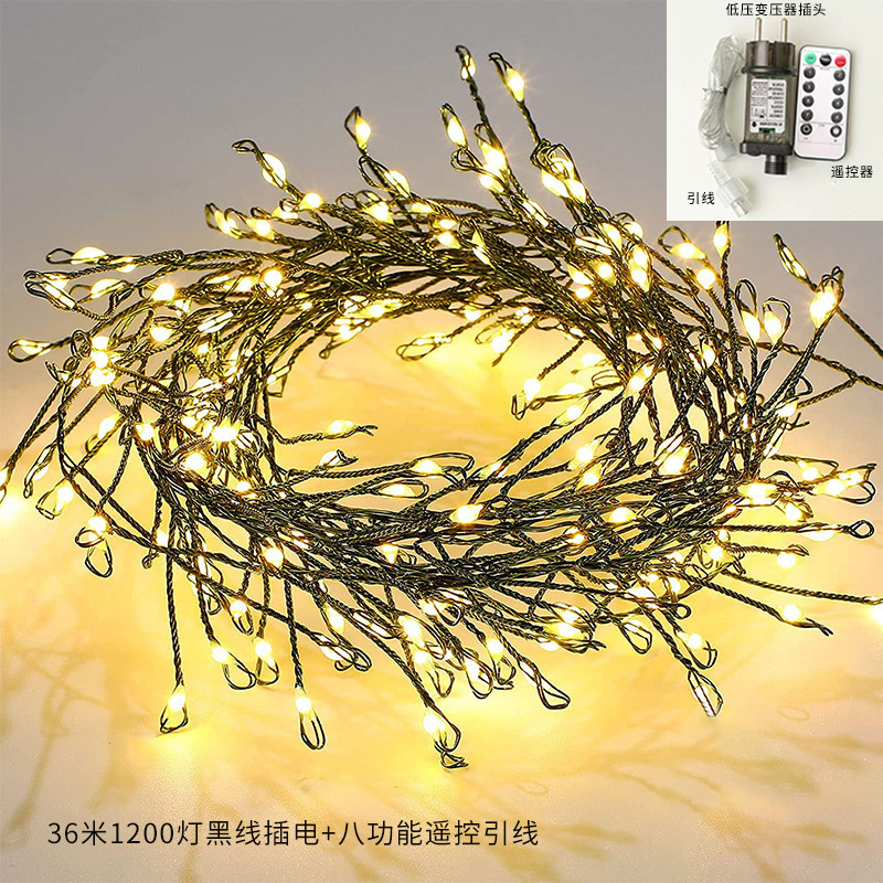 Nueva luz de cañón de látigo LED de Navidad, luz de cadena de alambre de cobre, luces de decoración de patio de vacaciones interiores y exteriores, luces de Navidad al por mayor