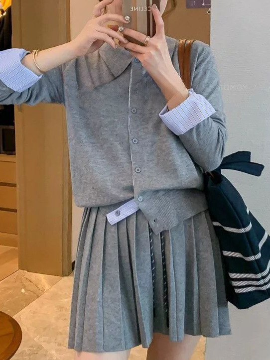爱情鱼 时尚针织套装女2025年秋季新款开衫上衣半身裙两件套|undefined