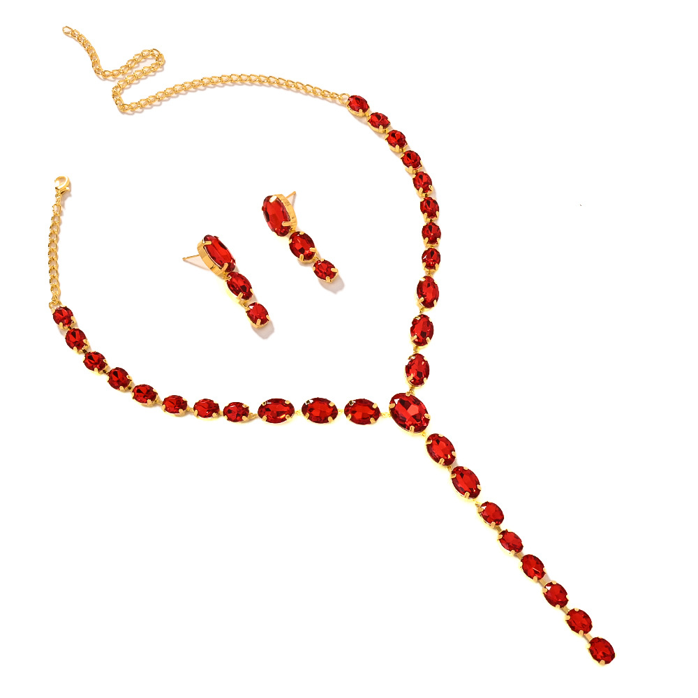 Europa y los Estados Unidos nuevos conjuntos de joyería geométrica temperamento largo collar simple pendientes accesorios Jewelry Set para mujeres