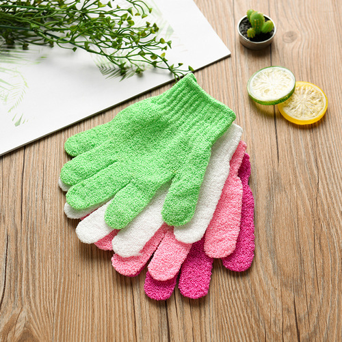 Colorful five-finger bathing gloves, household daily use double-sided bathing and bathing gloves, bathroom toiletries and bathing towels
