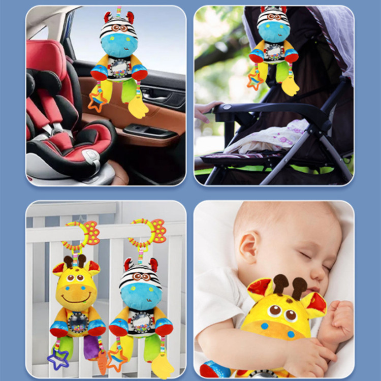 Cama de coche de bebé que cuelga 0-1 años de edad bebé animal cama colgante juguete de peluche con sonajero calmante muñeca cama de coche juguete colgante