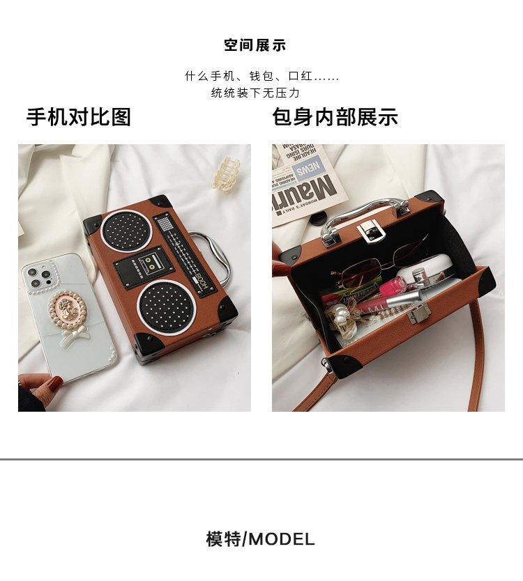 262g Weight Pu Leather Lining Material Zipper Closure Type Single Shoulder Strap Strap Type Crossbody Bag Bags Type Casual Occasion Polyester Material Camera Pattern All Seasons Season Women's Gender Streetwear Style Square Shape Light Brown, Red, Black Color Small Size Small Streetwear Zipper Crossbody Bag Creative Personality And Funny Handbag 8