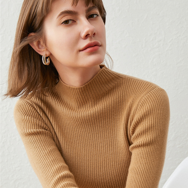 Papaya Milk Autumn and Winter New Knitted Base Shirt Casual Thickened Inner Sweater Slim-fit Mock High Collar Pullover Trendy