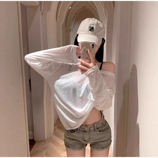 微透纯欲雪纺长袖显瘦打底衫T恤女夏款防晒空调罩衫性感御姐穿搭