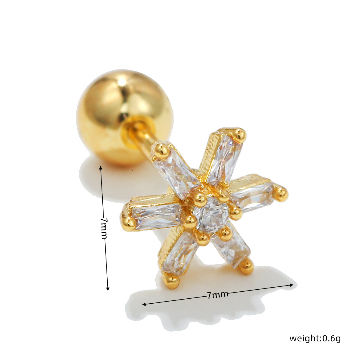 Retro Round Heart Shape Bow Knot Copper Inlaid Zircon Ear Studs 1 Piece