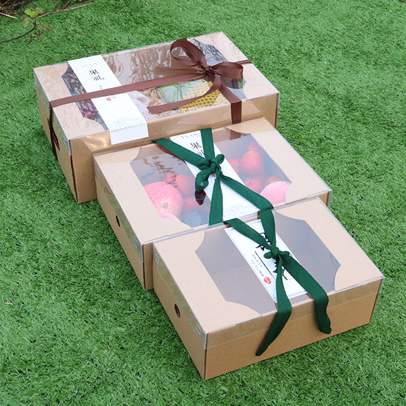 Caja de regalo de frutas universales, fruta del dragón, mango, naranja, uva, caja kraft vacía creativa personalizada