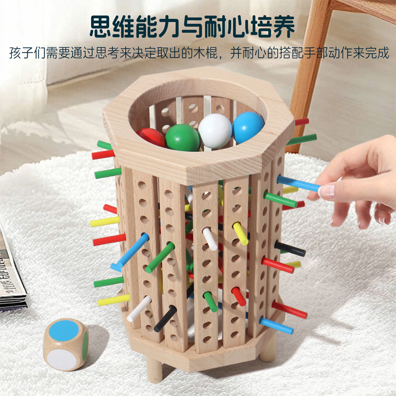 Juego de palo transfronterizo, juego de dados, juego de tablero de madera, juguetes interactivos de color entre padres e hijos, juego de matemáticas Montessori