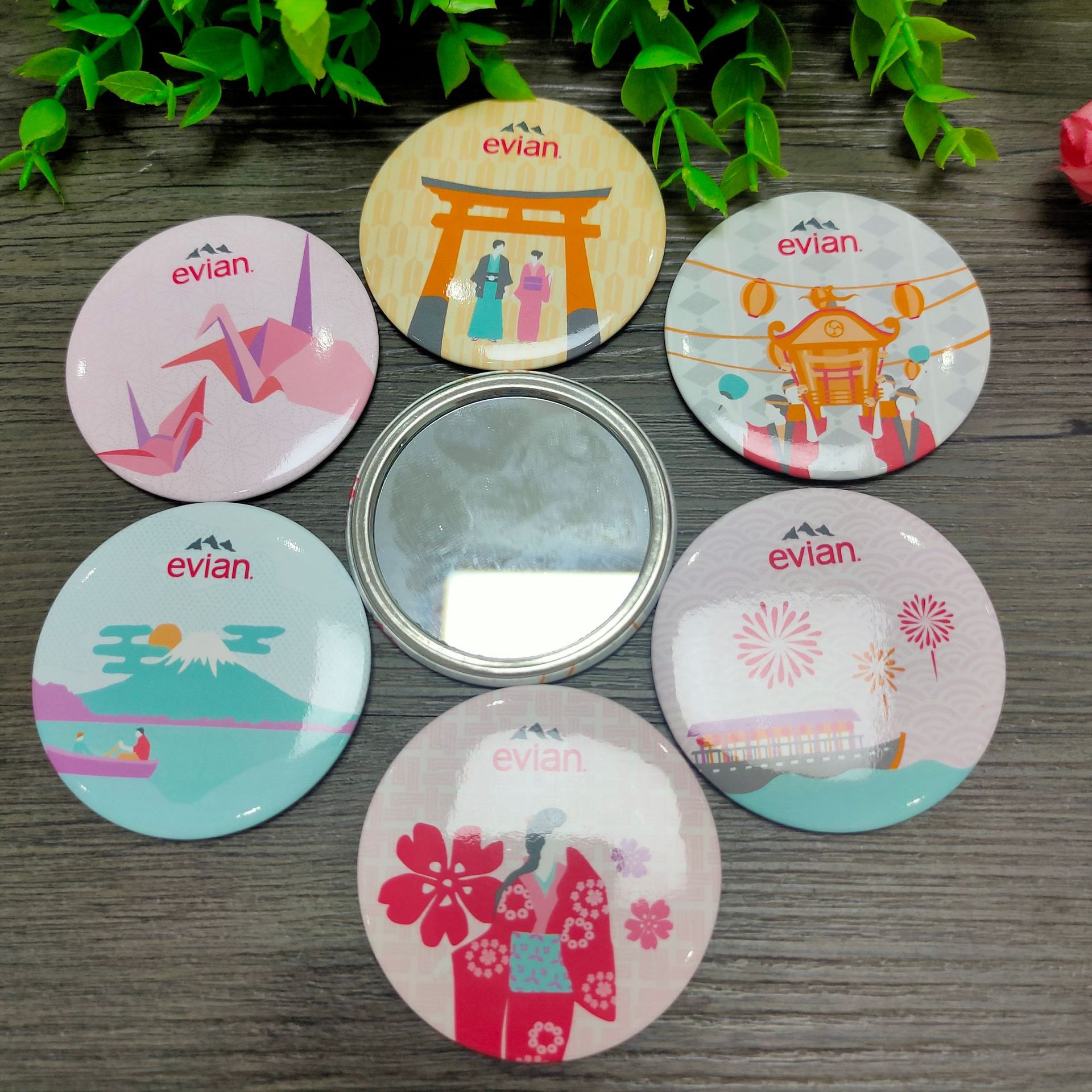 马口铁小镜子单面镜化妆镜广告促销品可爱迷你便携镜定.制