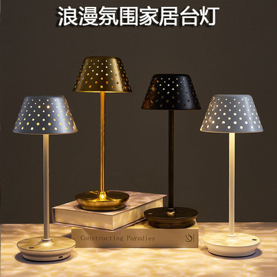 Cross border originality Hollow Table lamp Northern Europe bedroom Metal Table lamp led touch Restaurant Bar table Atmosphere Night light