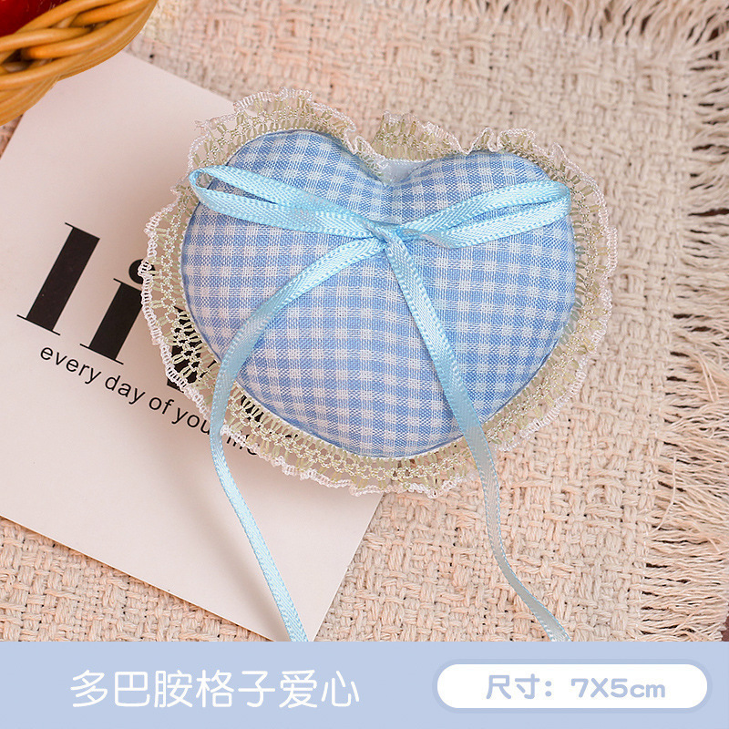 多巴胺蓝色格子爱心 / 无胸针款