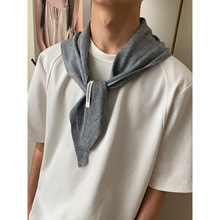 韩国小众纯色针织三角巾男士百搭多功能装饰领巾女搭配毛线潮批发