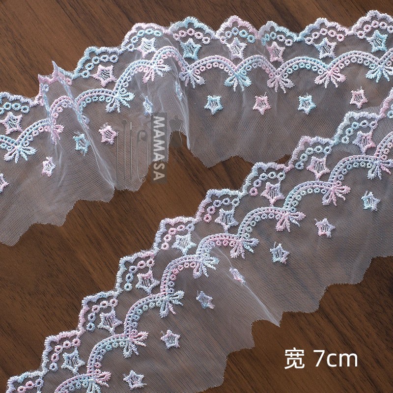 Alta calidad dopamina sueño bordado colorido hilo de malla encaje DIY mano lolita ropa tela accesorios para el cabello