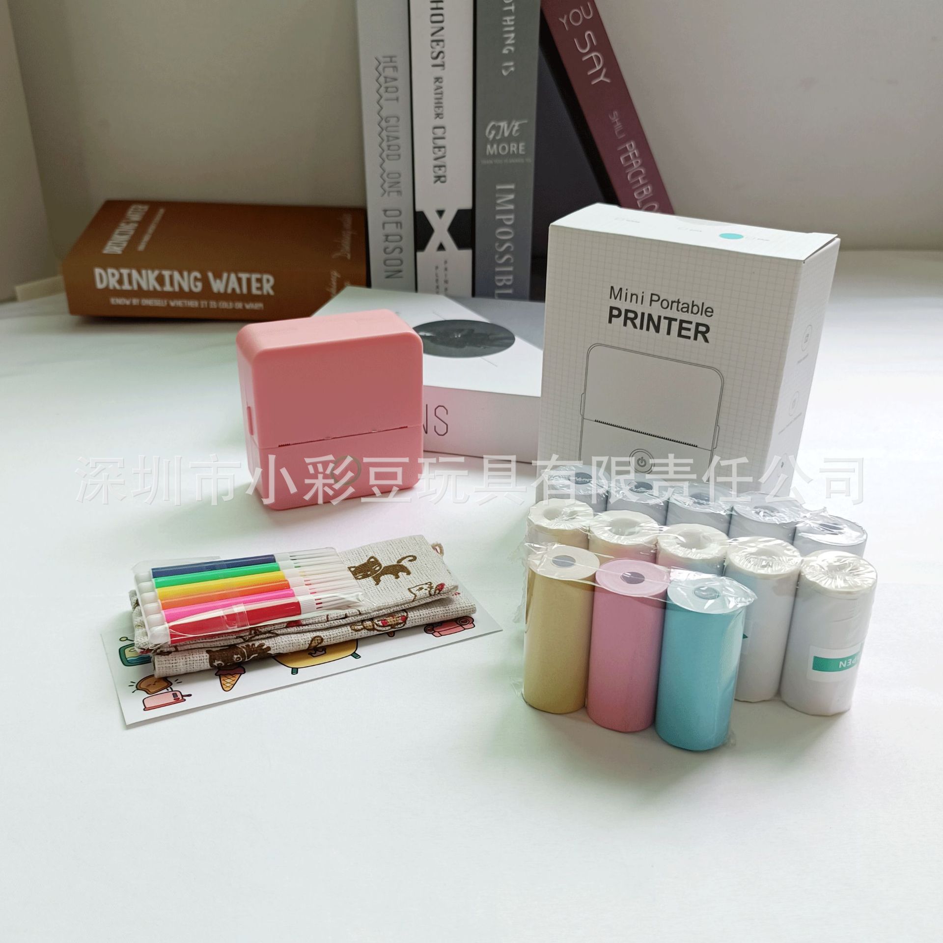 X6 pink +5 thermal paper +5 adhesive sticker +3 color paper +6 color pen sticker bag