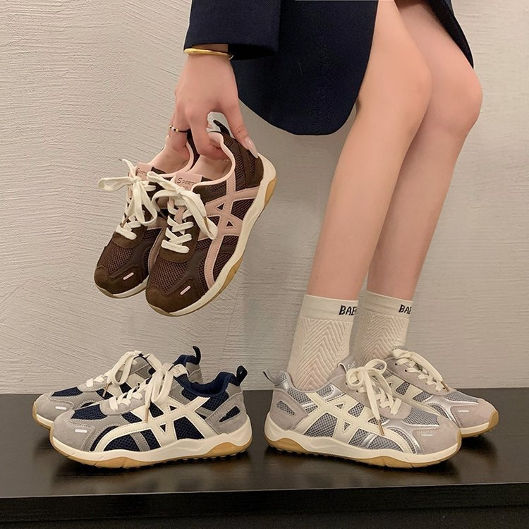 欧洲站网面德训鞋女2025新款厚底韩版时尚休闲鞋运动鞋学生阿甘鞋|undefined