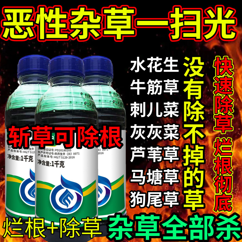 恶性杂草一扫光死根草剂斩草除根荒地果园专用除草剂草铵膦除草