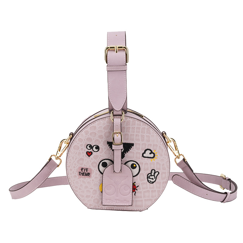 Damas de estilo damas bolsas redondas bordadas de moda de alta sensación de cremallera clásica otoño-invierno bolsas escolares estudiantes 2875 #