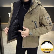 短款冬季羽绒服男保暖士冲锋衣加厚运动连帽工装外套户外休闲三防