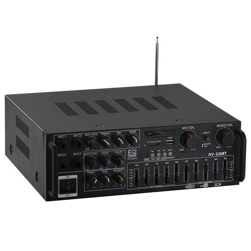 Amplificador doméstico de alta potencia 12V/220V Bluetooth ecualizador EQ coche al aire libre karaoke amplificador de doble propósito al por mayor