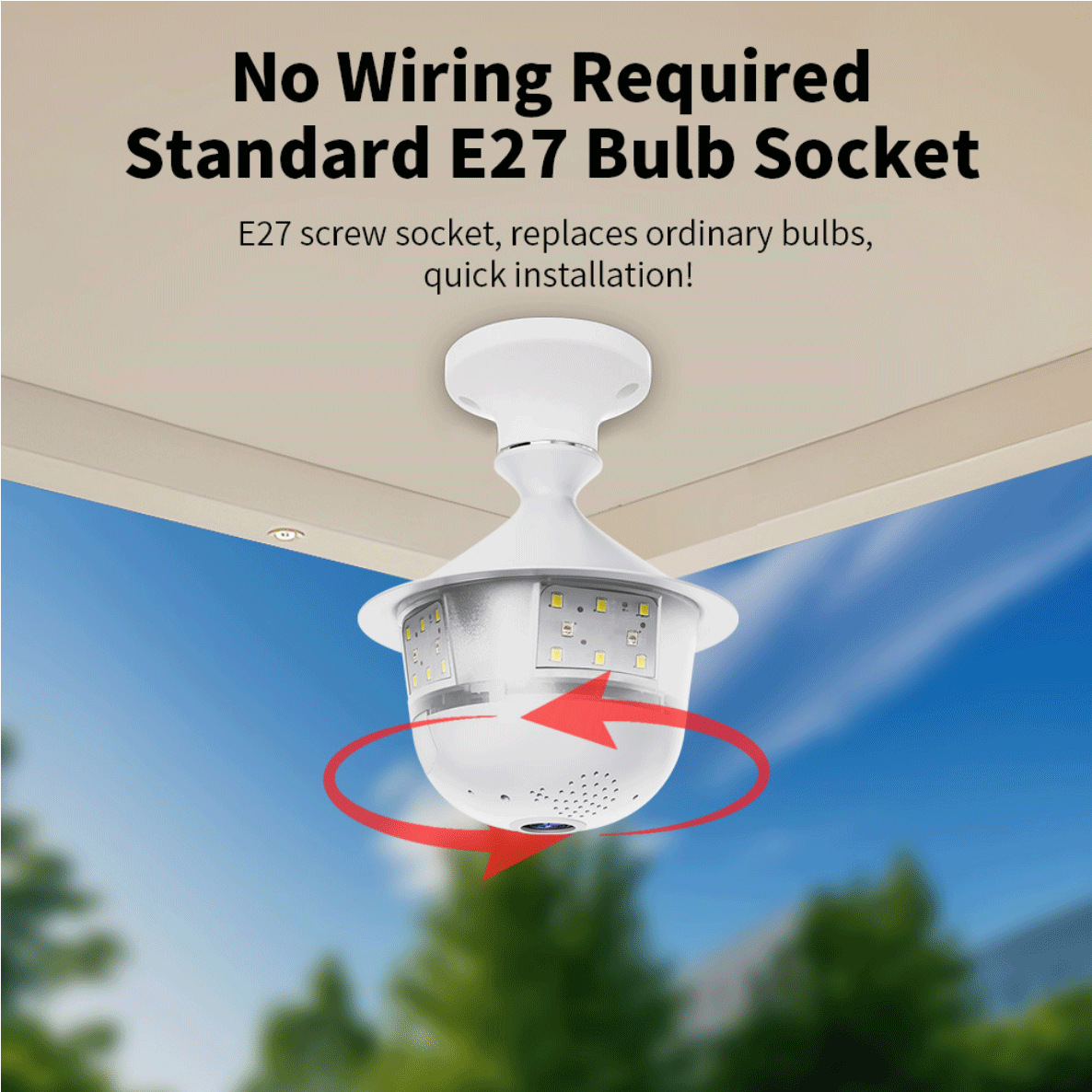 V380 cámara de lámpara doméstica E27 iluminación inalámbrica WiFi panorama ojo de pez monitor 360 grados