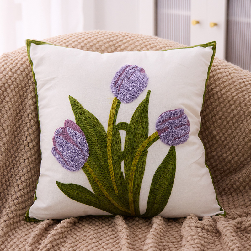 新しいクロスボーダー風の花柄タオル刺繍枕カバー、ベッドサイドクッション、ソファ、車、リビングルーム用枕、背もたれ、腰用、芯入り可能|undefined